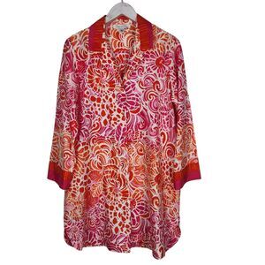OSCAR DE LA RENTA Dress Womens Small Floral Button Up Top Blouse Dressy Workwear